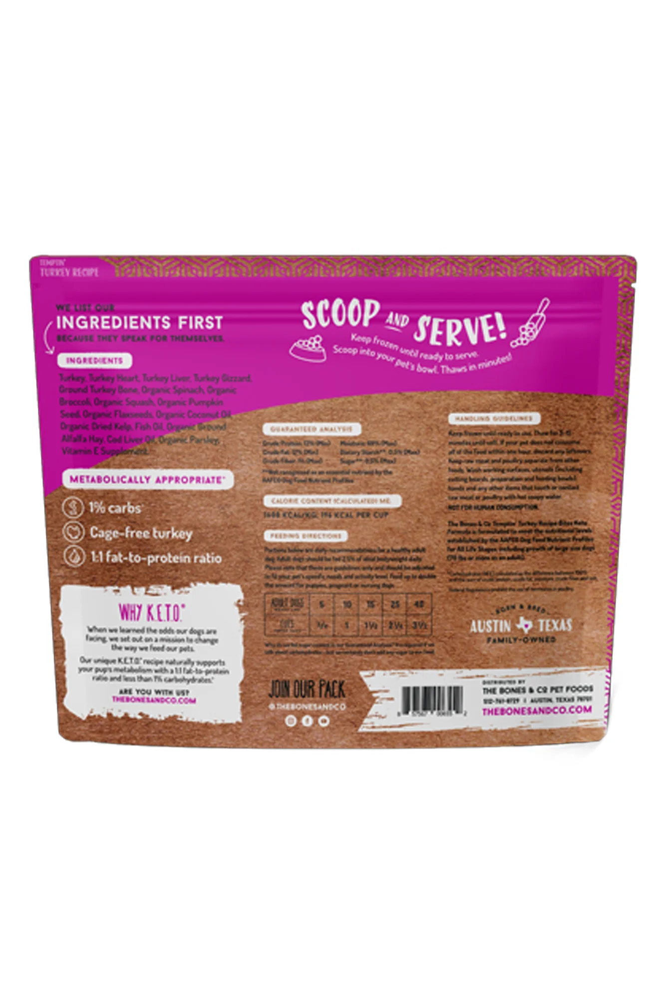 Bones and Co. Temptin' Turkey Bites Frozen Raw Dog Food - Image 2