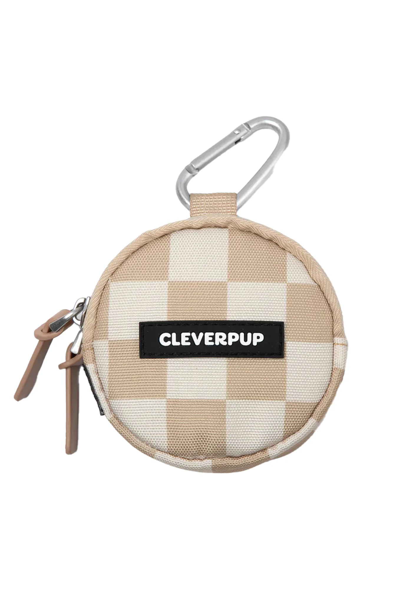 Cleverpup Snackpack Insulated Tan Checkerboard Treat Pouch
