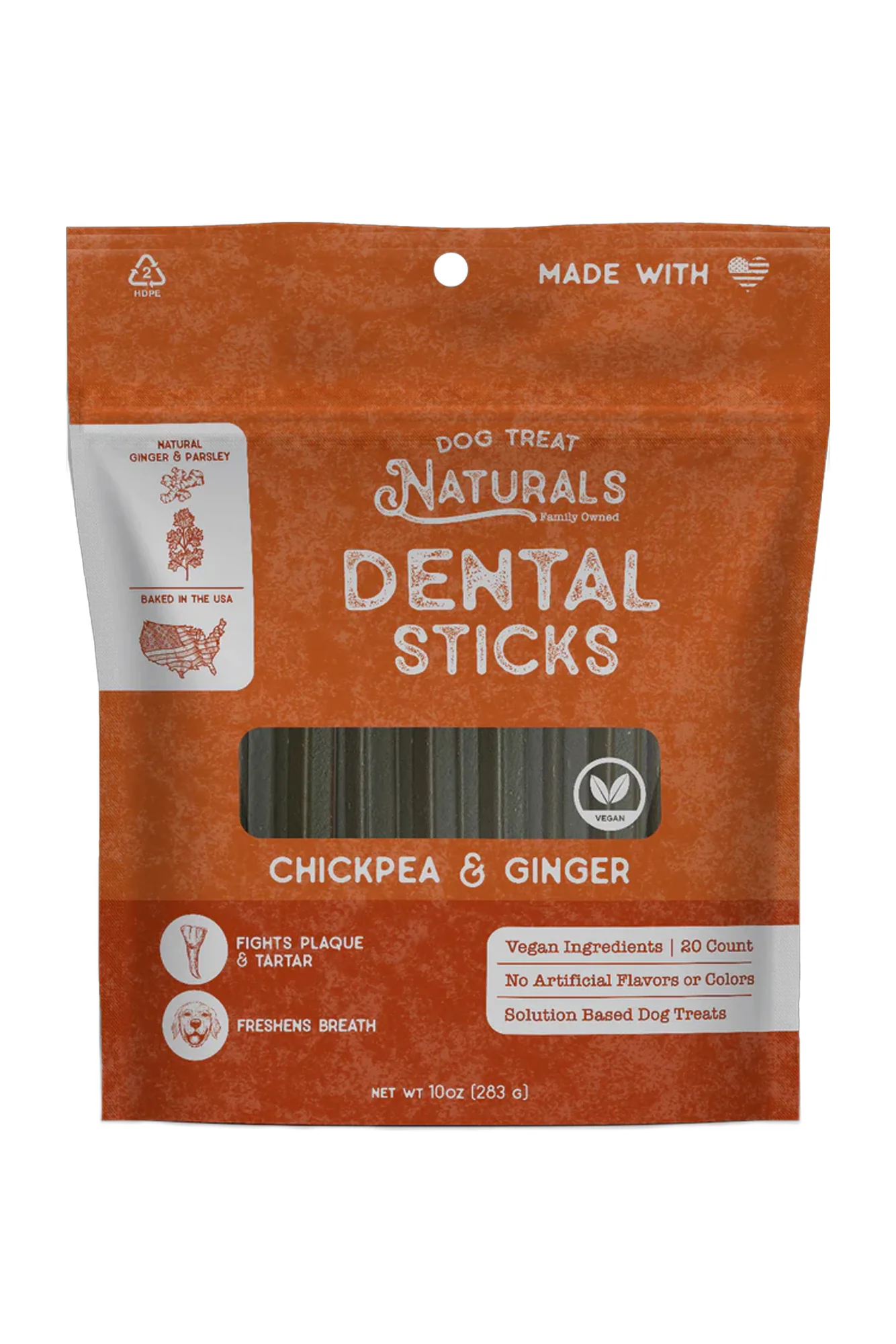 Dog Treat Naturals Chickpea and Ginger Dental Sticks