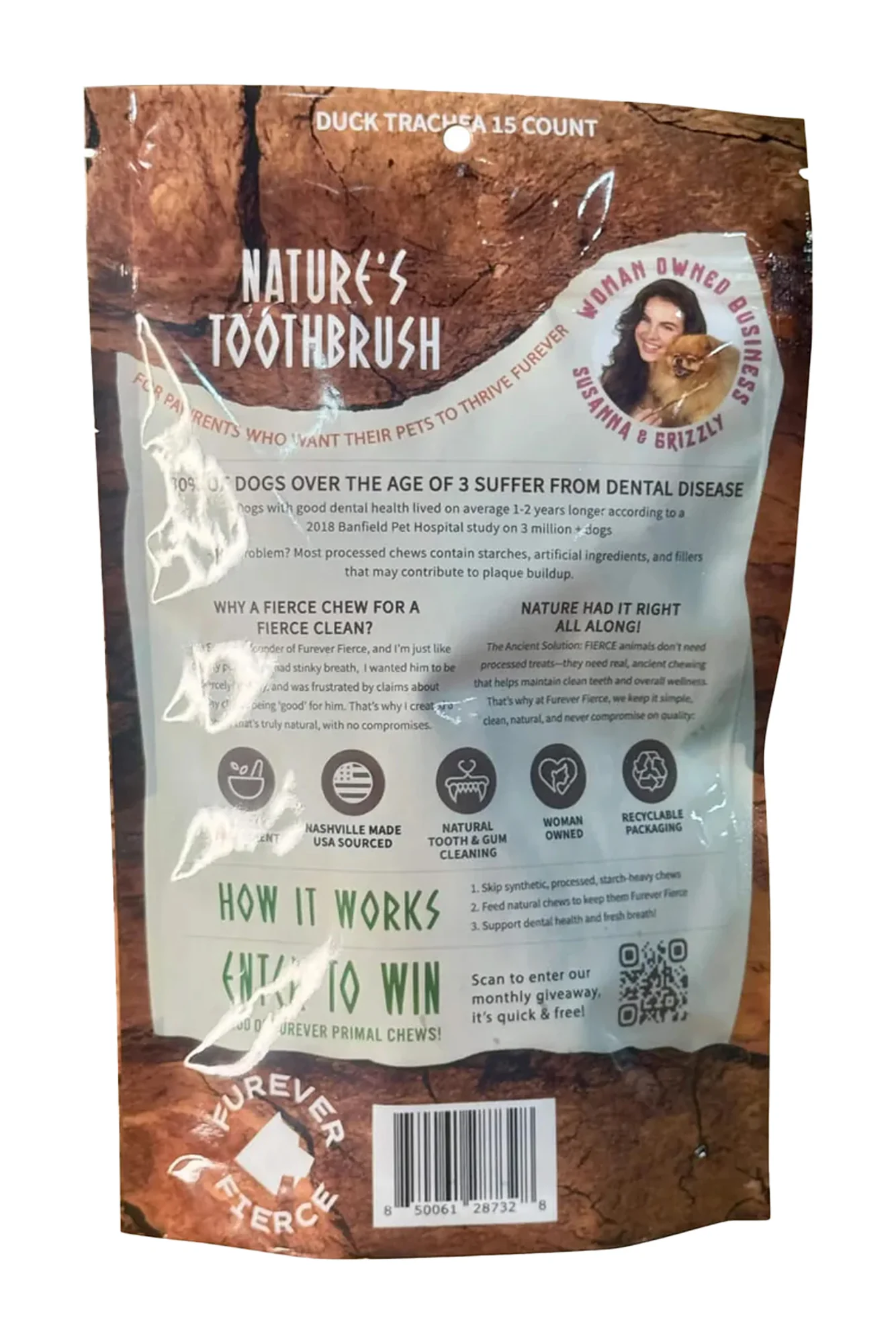 Furever Fierce Duck Trachea Freeze-Dried Dog Treats - Image 2