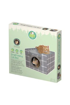 Sportpet Kitty City Grey Indoor Folding Cat Cube with Bed - Image 2