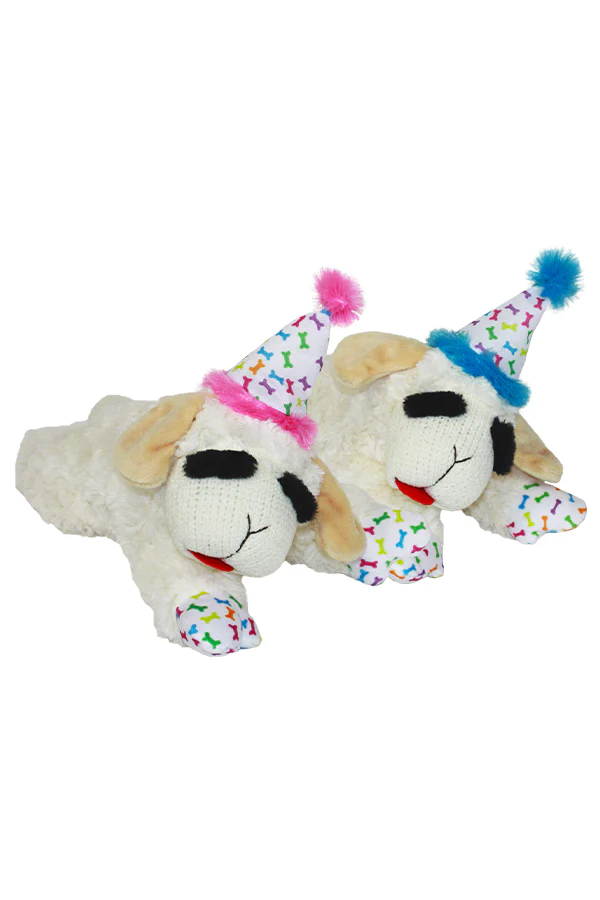 MultiPet Lamb Chop with Birthday Hat Dog Toy