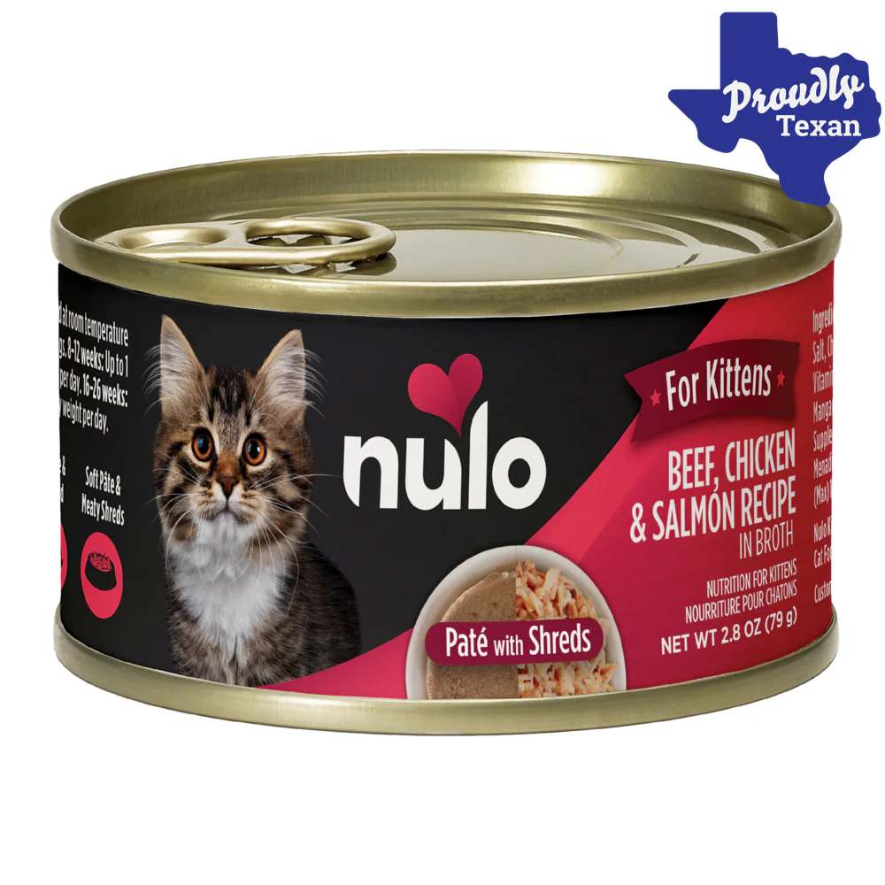 Nulo Beef, Chicken, and Salmon Pate with Shreds Wet Kitten Food