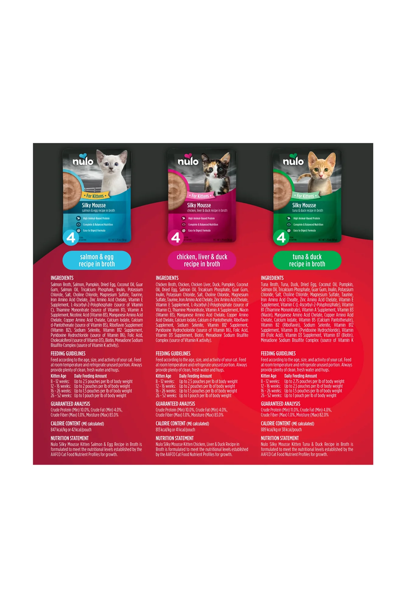Nulo Kitten Silky Mousse Variety Pack Kitten Food Pouches - Image 2