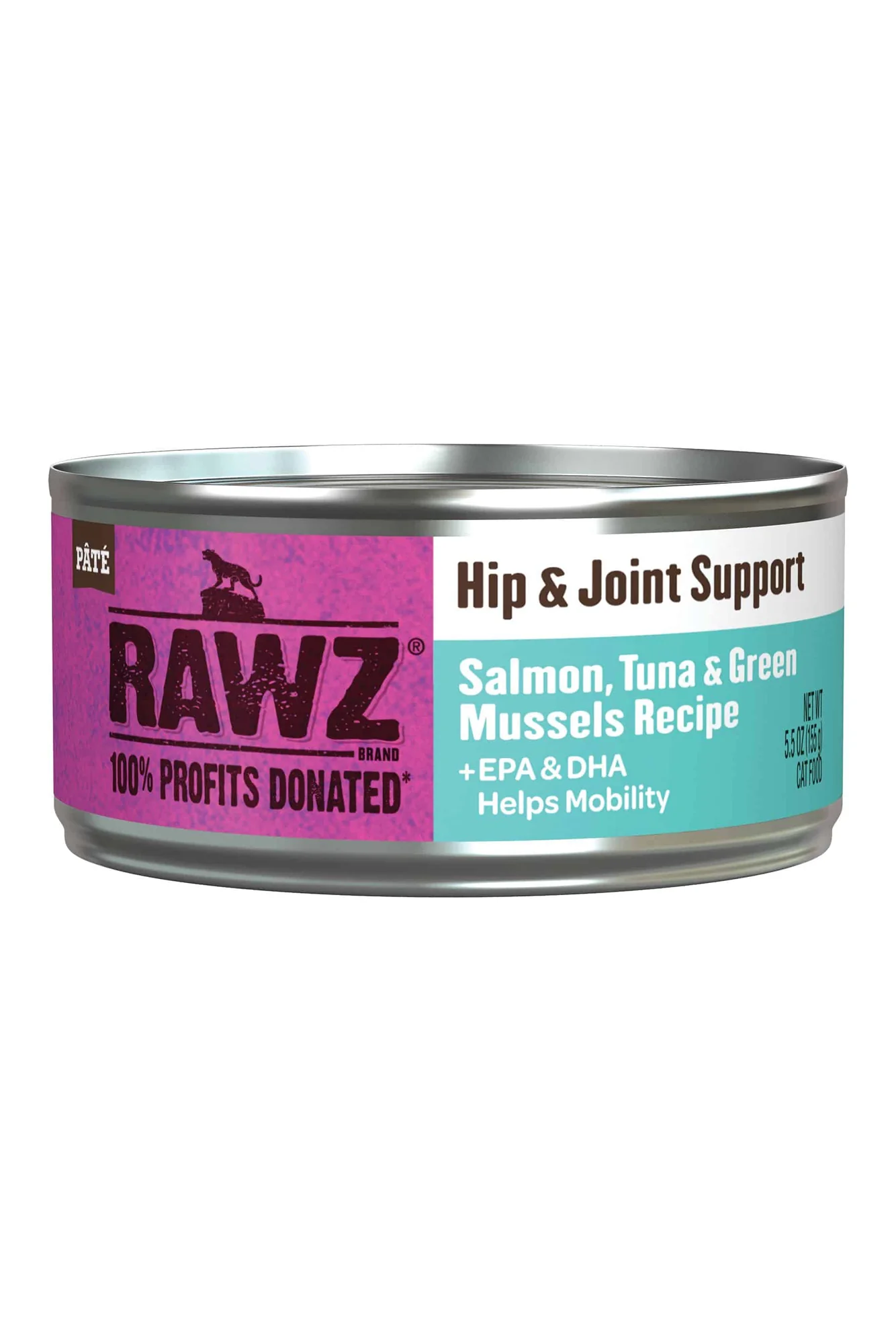 Rawz Hip and Joint Salmon, Tuna, and Green Mussels Pate Wet Cat Food