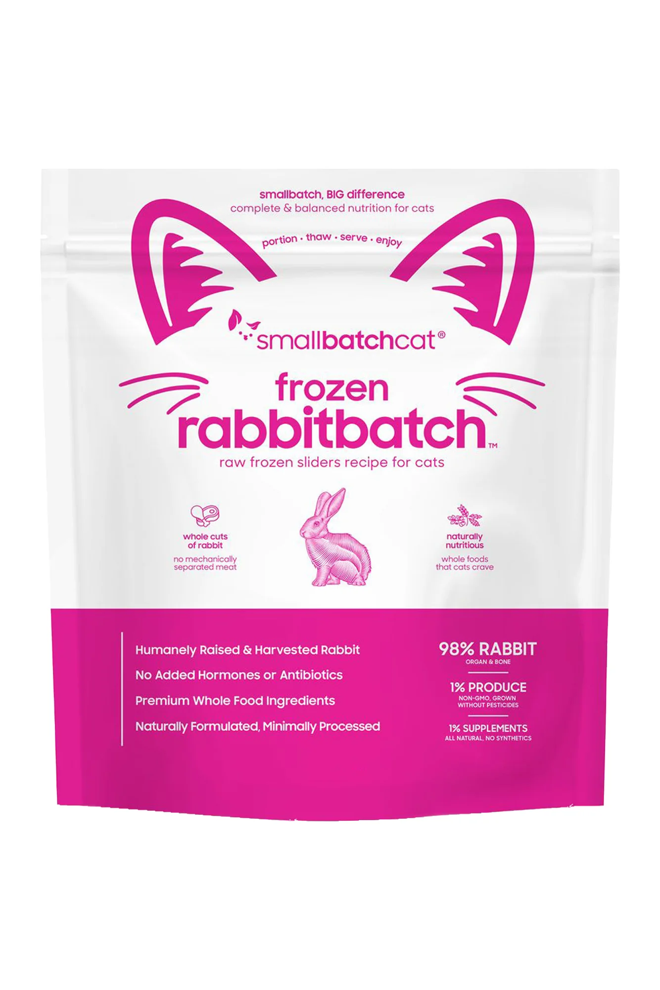 Small Batch Rabbit Sliders Frozen Raw Cat Food