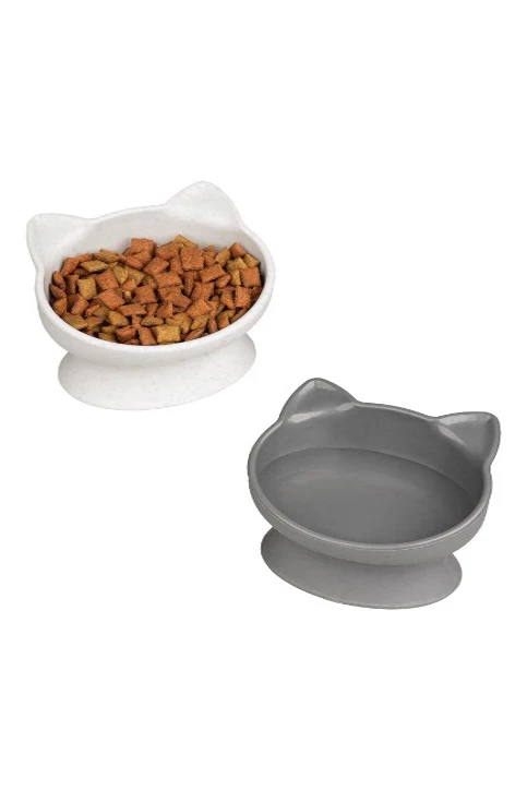 Sportpet Kitty City Neutral Cat Ear Raised Bowl Set