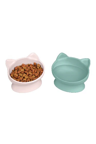 Sportpet Kitty City Pastel Cat Ear Raised Bowl Set