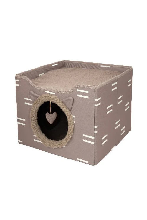 Sportpet Kitty City Tan Indoor Folding Cat Cube with Bed