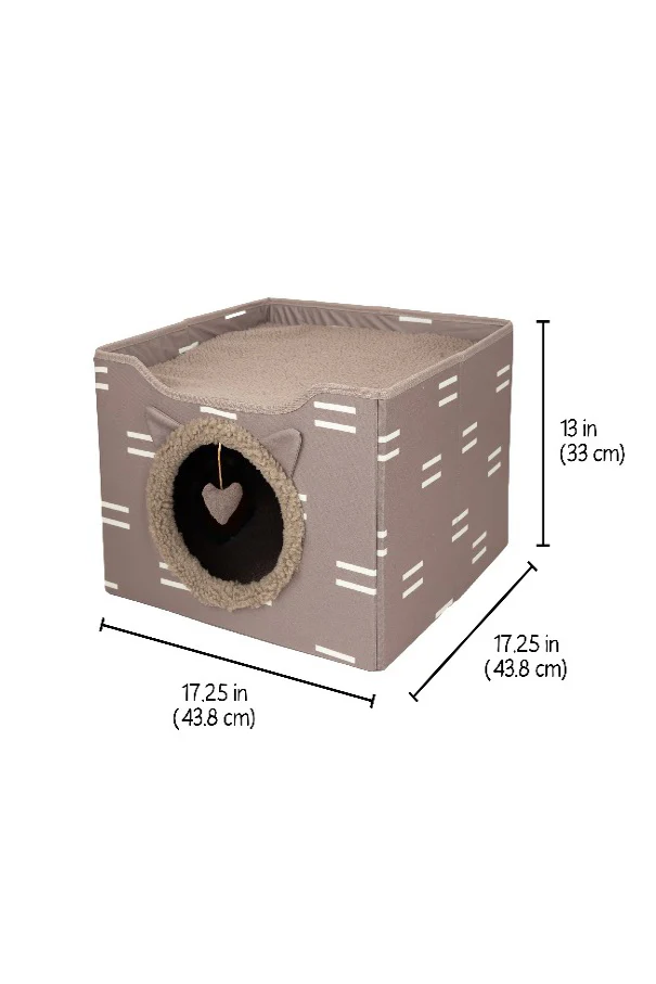 Sportpet Kitty City Tan Indoor Folding Cat Cube with Bed - Image 2