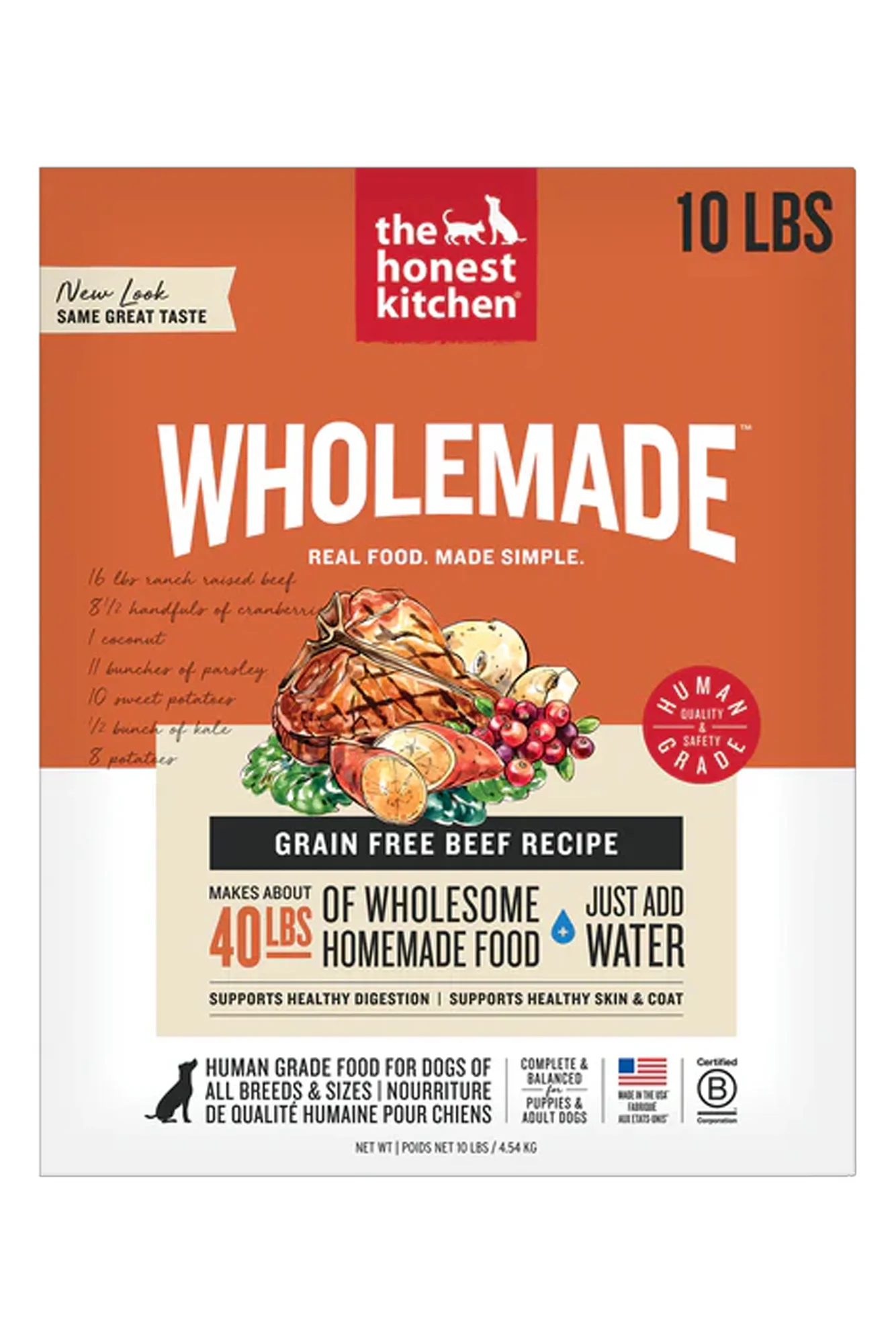 The Honest Kitchen Wholemade Grain-Free Beef Dehydrated Dog Food
