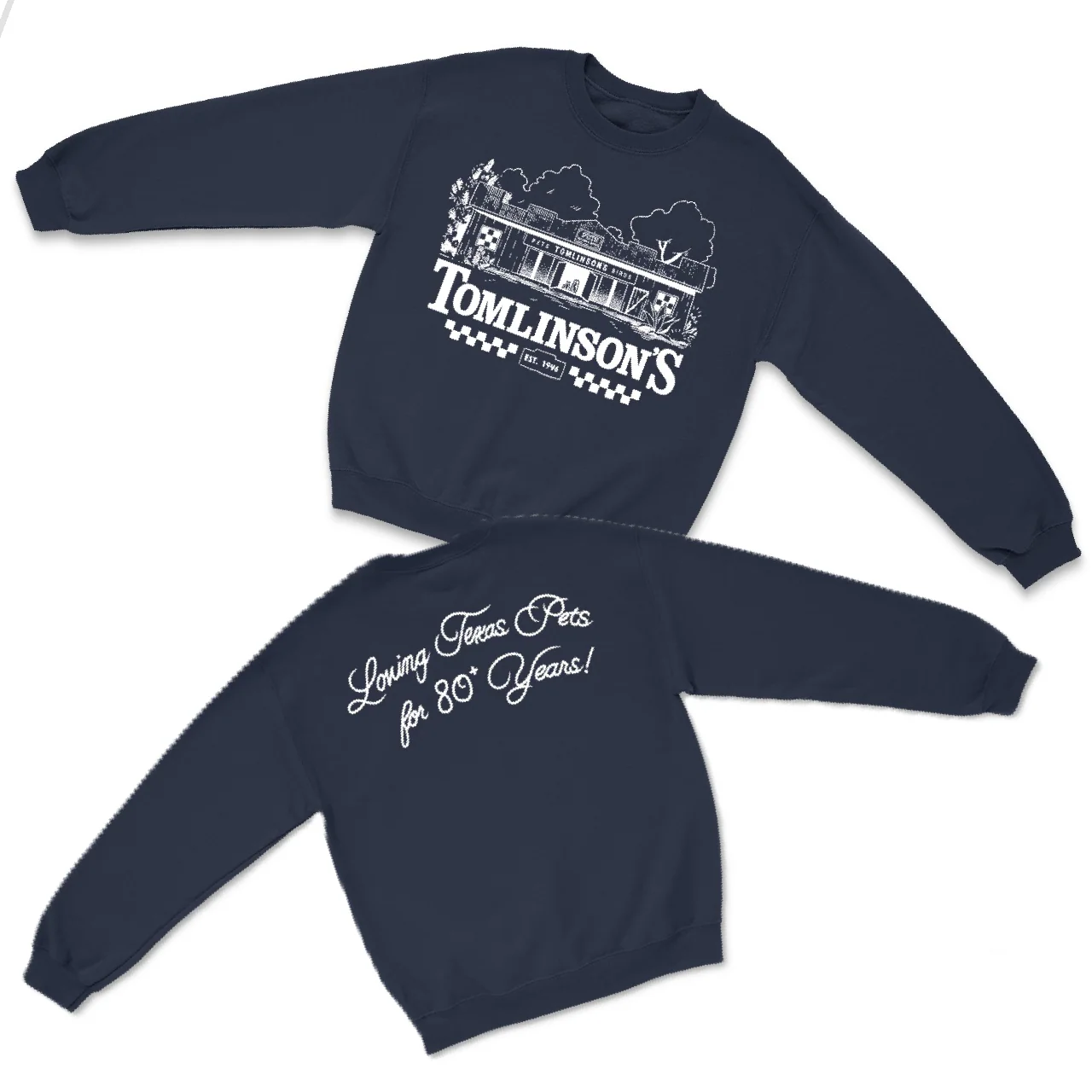 Tomlinson's 80th Anniversary Blue Crewneck Sweater