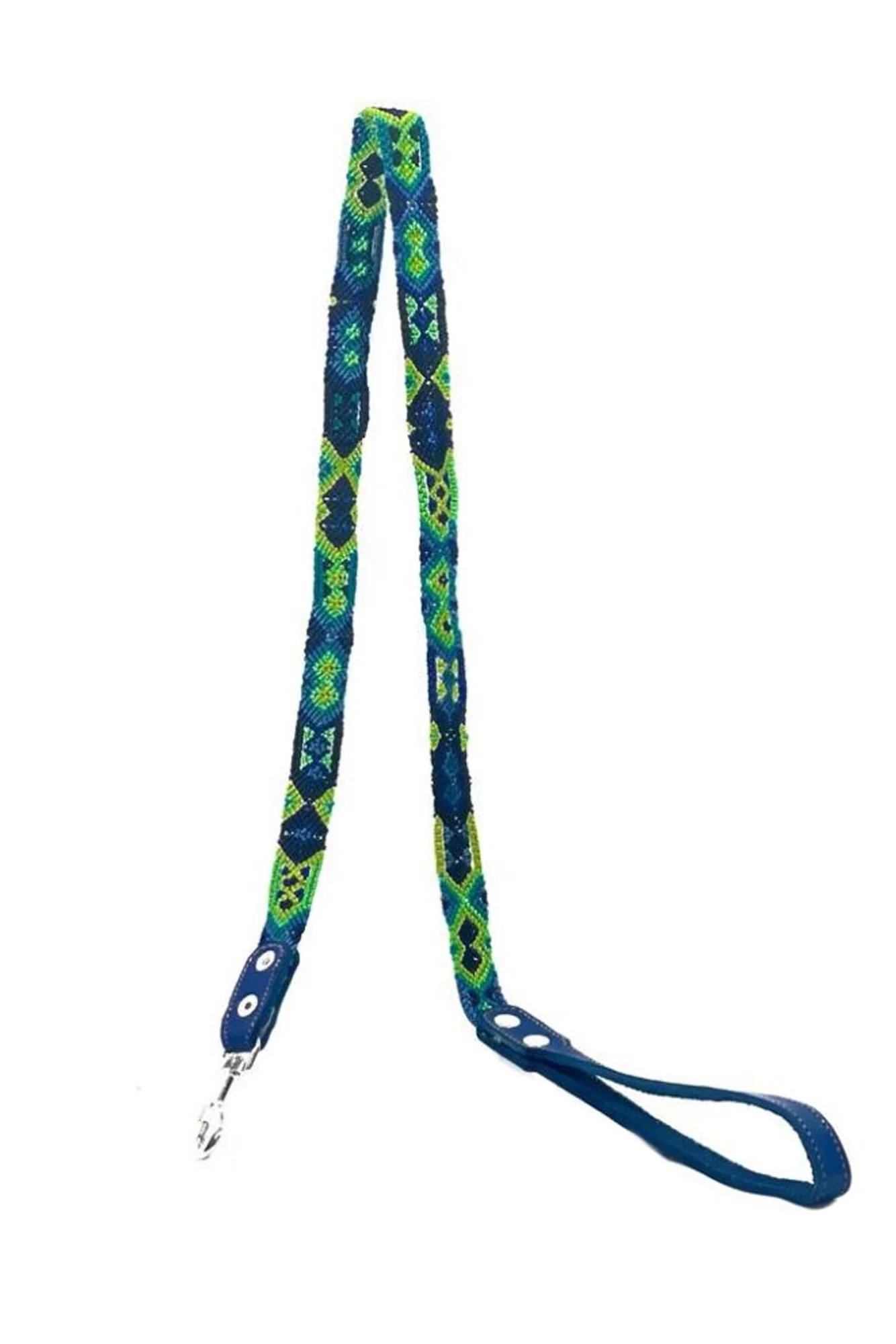 Tulum Handmade Holbox Green Woven and Leather Dog Leash