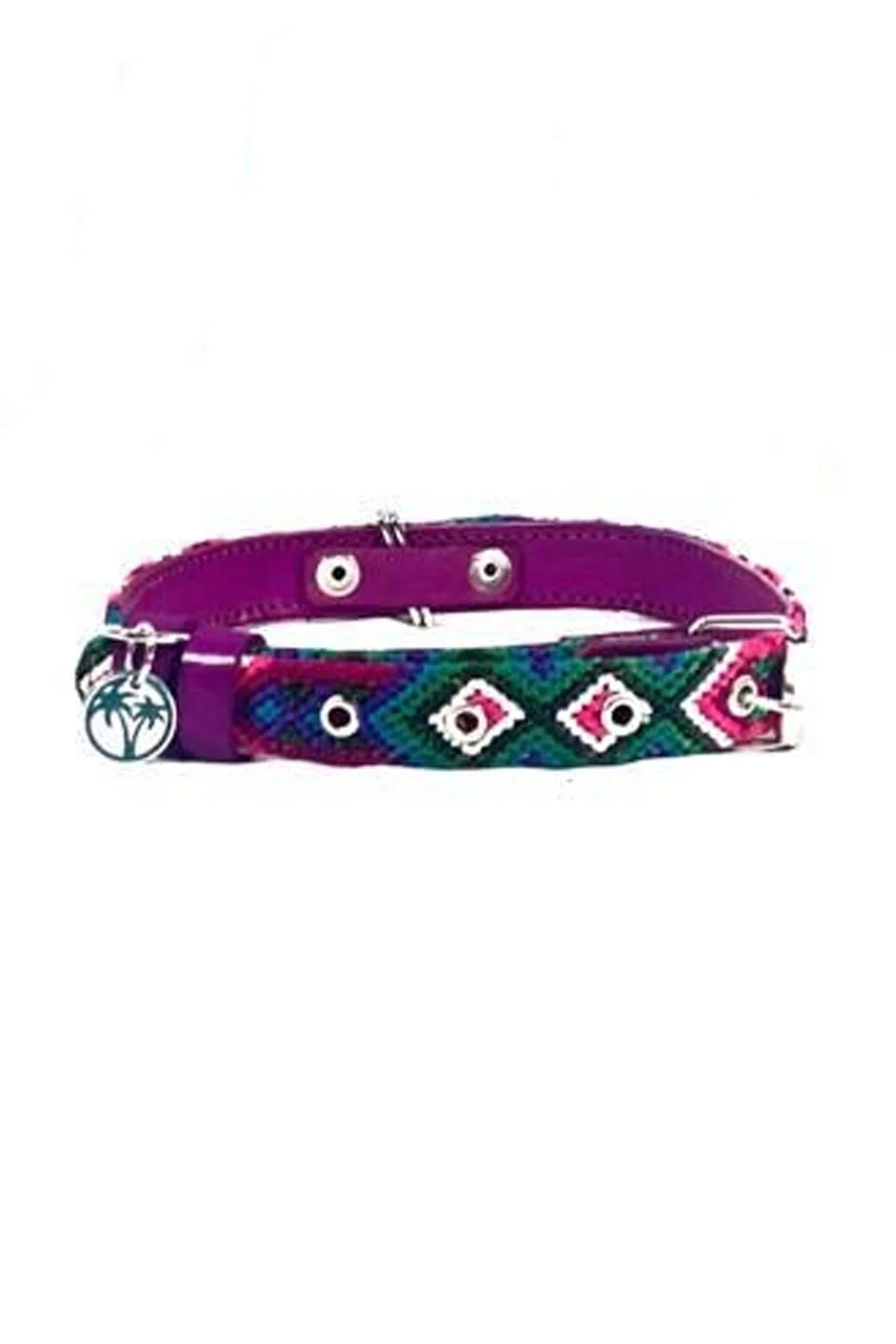 Tulum Handmade Holbox Pink Woven and Leather Dog Collar