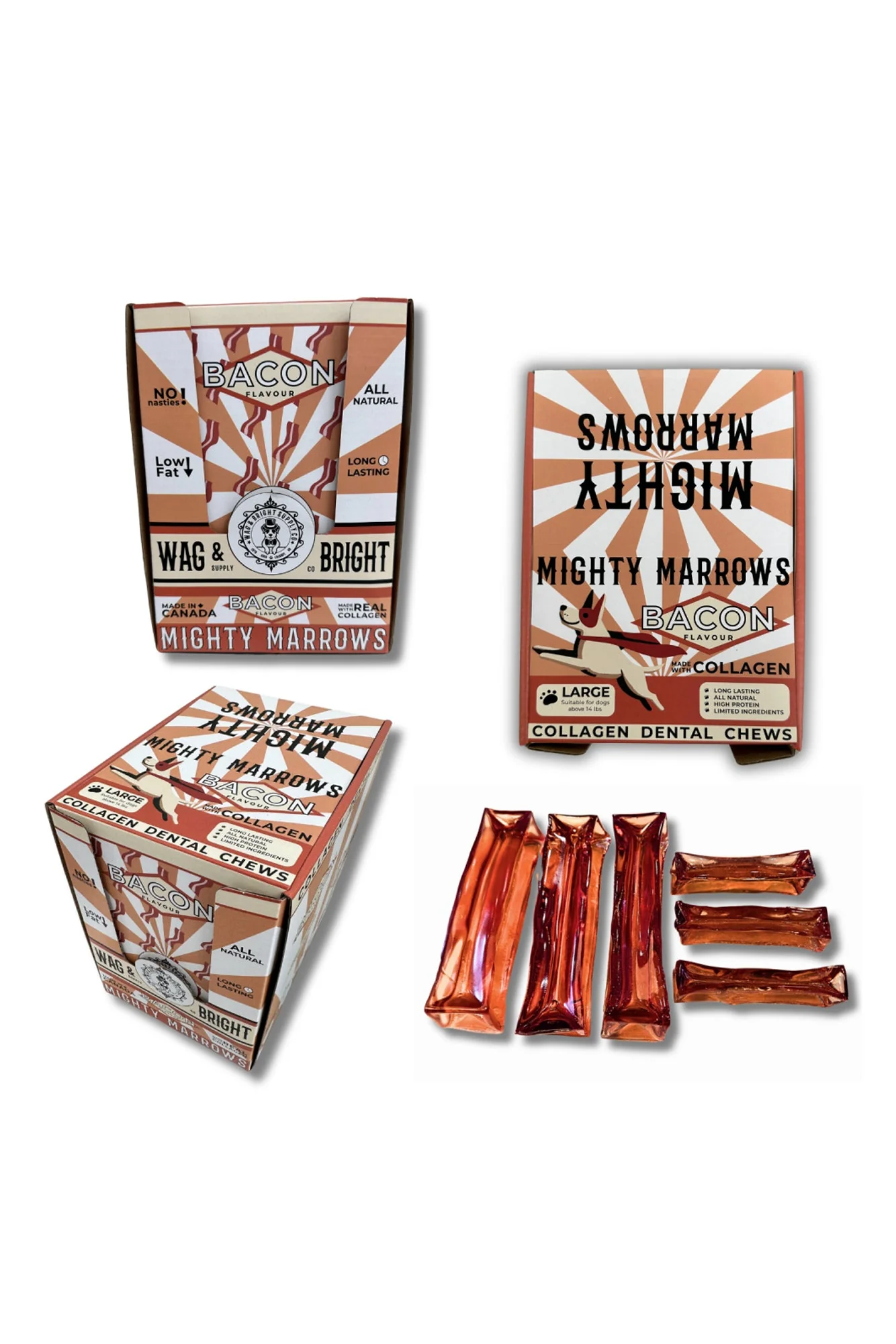 Wag and Bright Mighty Marrows Bacon Collagen Dental Dog Chew - Image 11